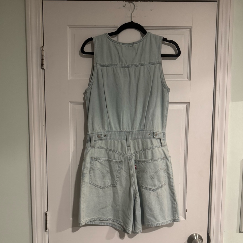 Levi's Light Blue Denim Short Overalls Romper.size small. - Picture 3 of 5